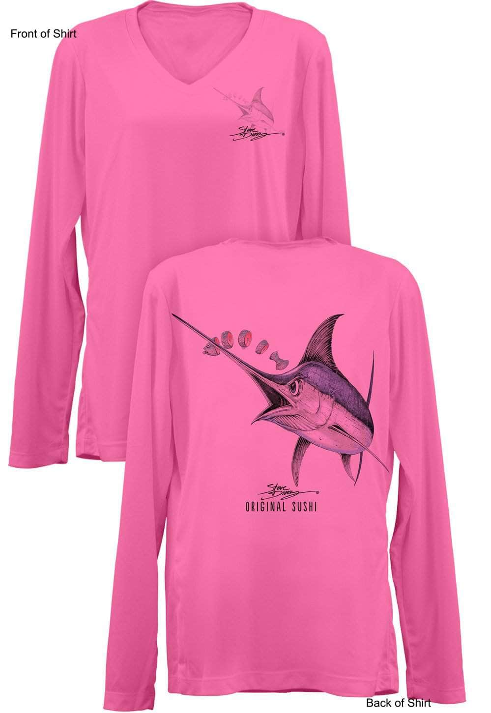 Original Sushi- Ladies Long Sleeve V-Neck-100% Polyester